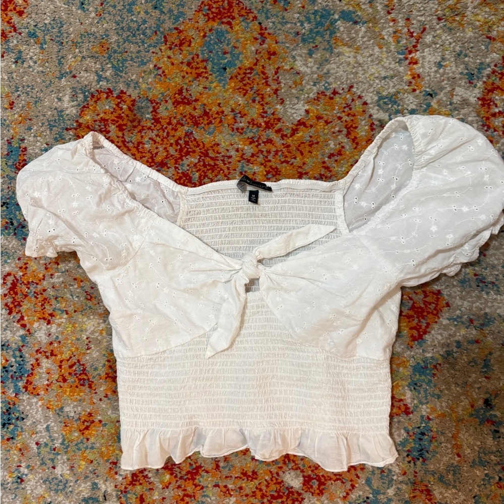 White Puff Sleeve Women's Top